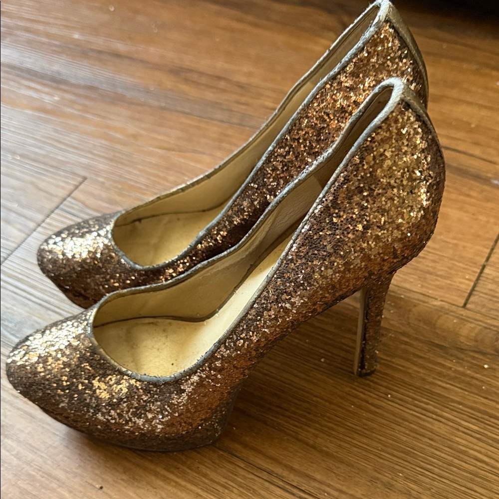 Nine West Sparkling Gold Heels